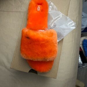 UGG Vibrant Orange Fluffy Slippers